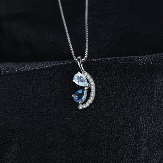JewelryPalace Natural Sky London Blue Topaz 925 Sterling Silver Pendant Necklace for Woman Fashion Gemstone Choker Without Chain