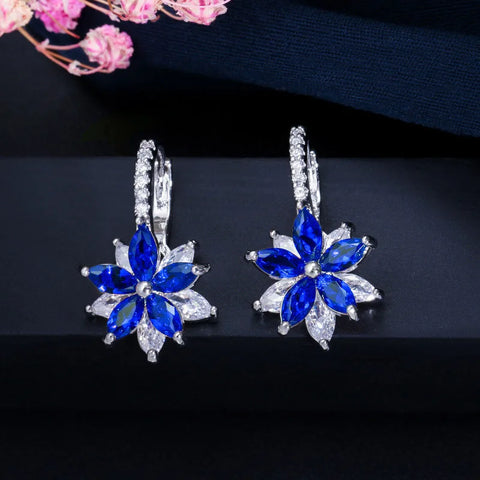 BeaQueen Lovely Flower Multicolor Cubic Zirconia Earrings