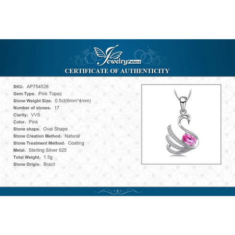 JewelryPalace Swan Oval Natural Pink Topaz