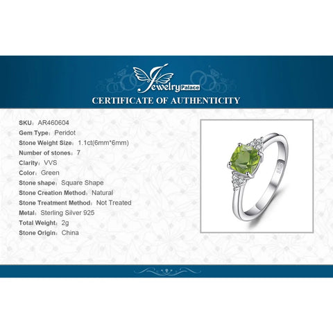 JewelryPalace 1.1ct Genuine Natural Peridot 925 Sterling Silver