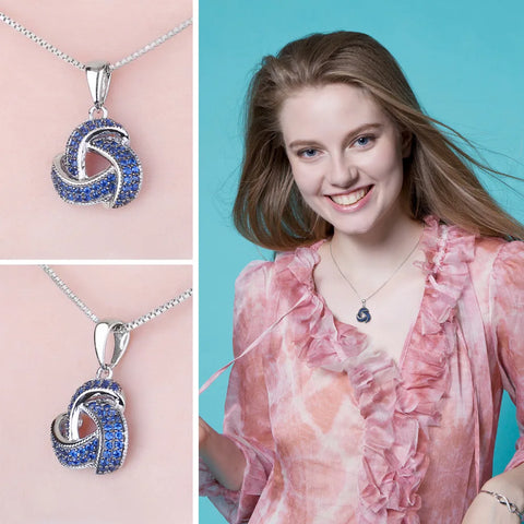 JewelryPalace Flower Knot Created Blue Spinel