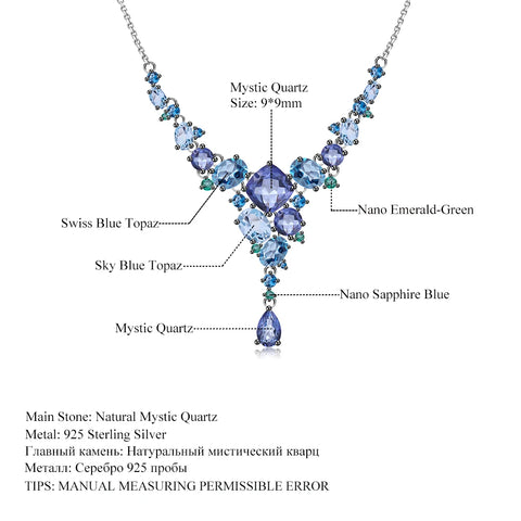 GEM'S BALLET Natural Mystic Quartz Topaz Necklace