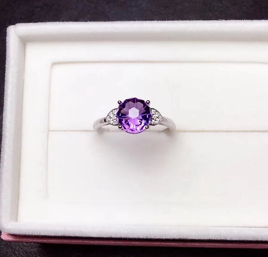 Natural amethyst ring, 925 silver