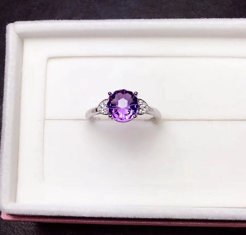 Natural amethyst ring, 925 silver