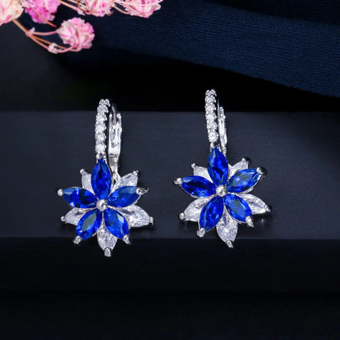 BeaQueen Lovely Flower Multicolor Cubic Zirconia Earrings
