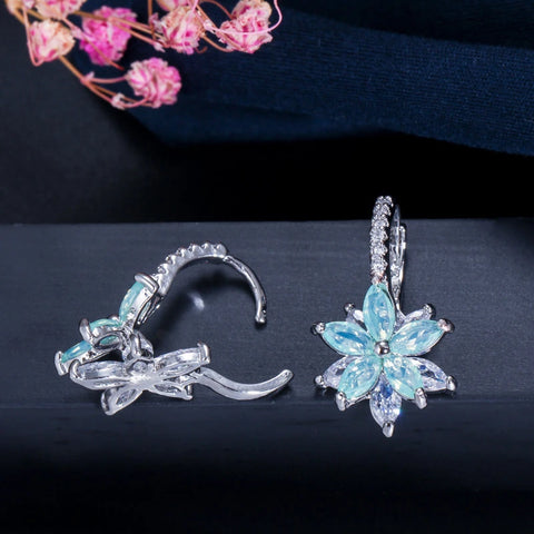 BeaQueen Lovely Flower Multicolor Cubic Zirconia Earrings