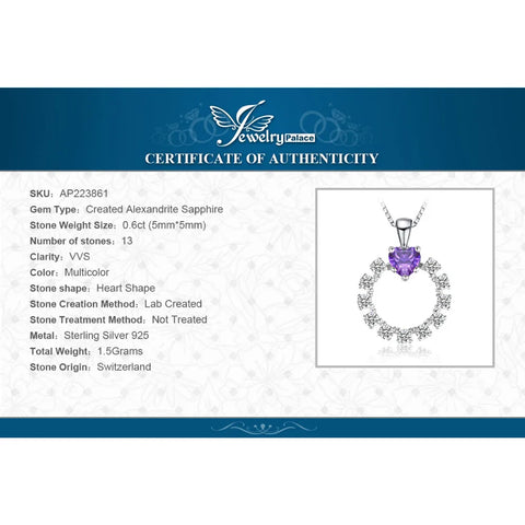 JewelryPalace Love Heart Created Alexandrite Sapphire