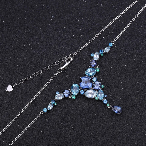 GEM'S BALLET Natural Mystic Quartz Topaz Necklace