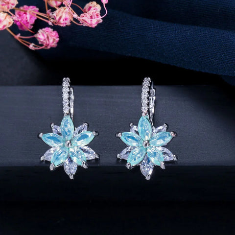 BeaQueen Lovely Flower Multicolor Cubic Zirconia Earrings