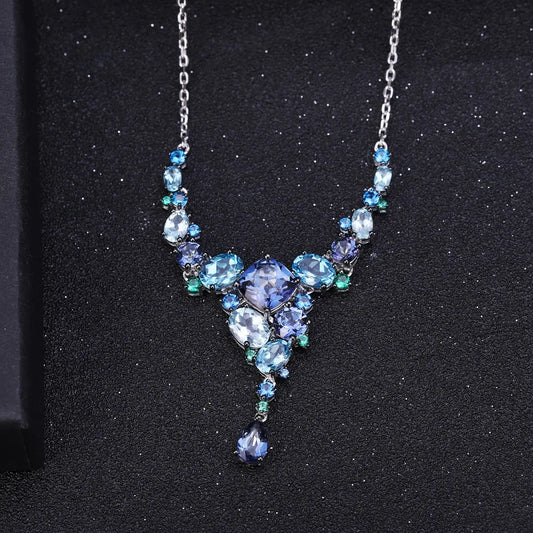GEM'S BALLET Natural Mystic Quartz Topaz Necklace