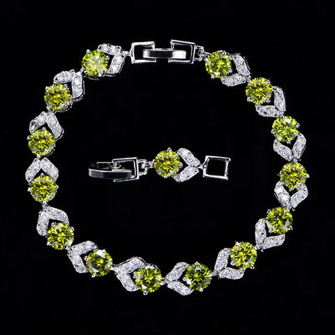 Pera Unique Design Olive Green Cubic Zirconia Stone