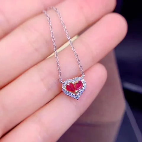 Party Gift Super Good Color Ruby Pendant 925 Sterling Silver Fine Jewelry Natural And Real Ruby Necklace