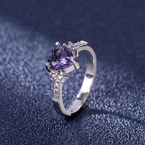 Heart Shape Amethyst Gemstone Rings