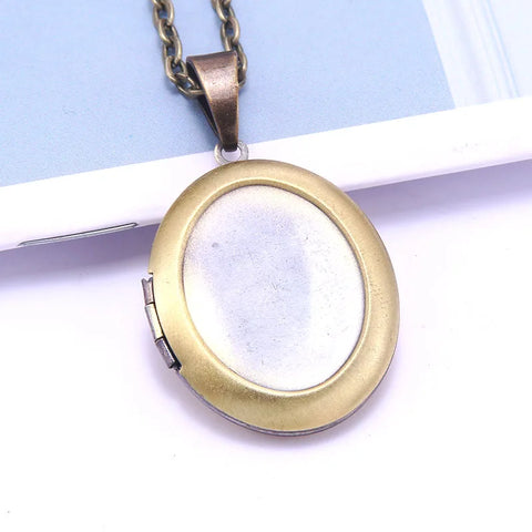 Necklace Oval Shape Copper Heart Necklace Pendant Chain Jewelry Party Beauty Girls Photo Locket Jewelry For Women