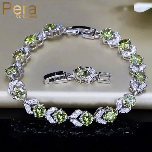 Pera Unique Design Olive Green Cubic Zirconia Stone
