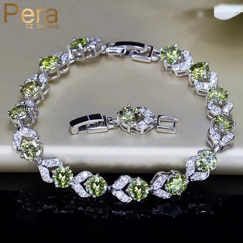 Pera Unique Design Olive Green Cubic Zirconia Stone