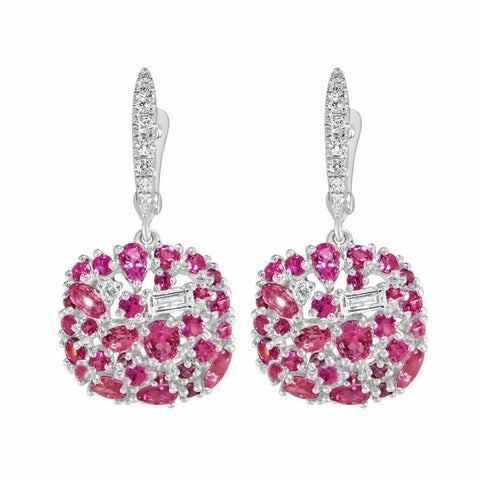 Huitan Bright Rose Red CZ Dangle Earrings