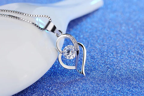 New Luxury Crystal Cz Heart Pendant Choker Necklace 925 Sterling Silver Chain Necklaces For Women Wedding Fine Jewelry Gifts