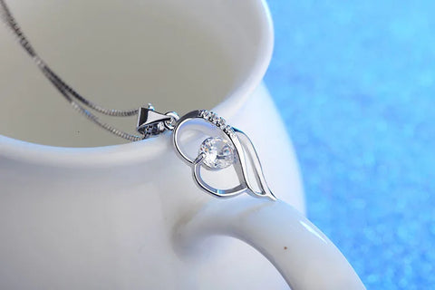 New Luxury Crystal Cz Heart Pendant Choker Necklace 925 Sterling Silver Chain Necklaces For Women Wedding Fine Jewelry Gifts