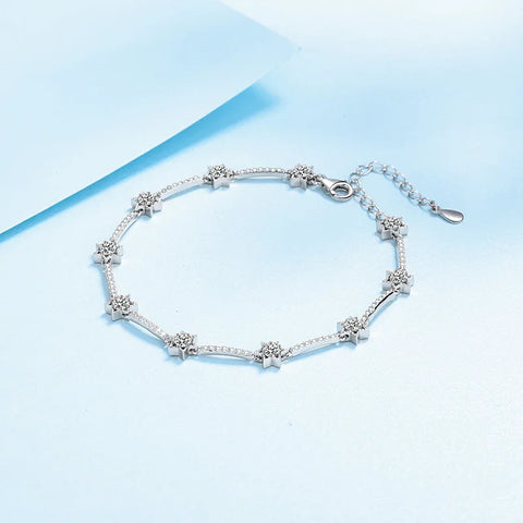 Luomansi 1 Carat Moissanite 10 Star Silver Bracelet