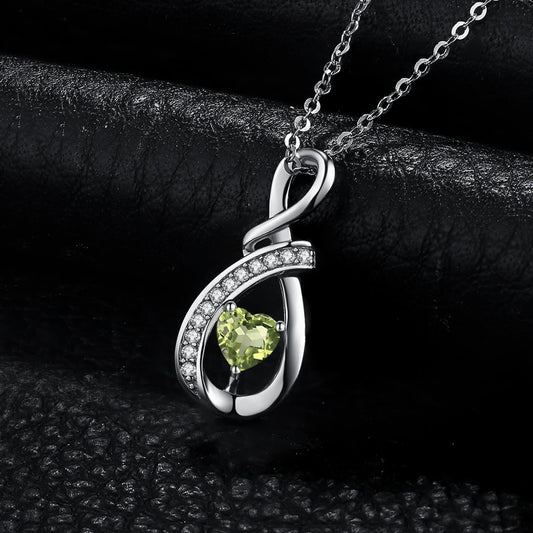 JewelryPalace Infinity Love Heart Genuine Peridot