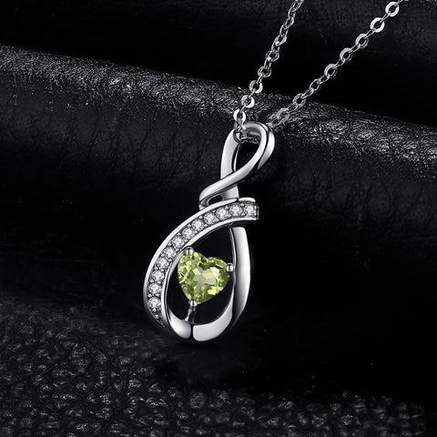 JewelryPalace Infinity Love Heart Genuine Peridot