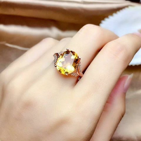 Genuine Natural Yellow Citrine Adjustable Size Ring