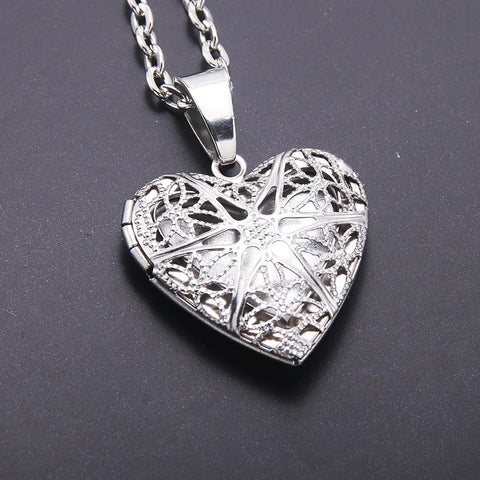 Necklace Oval Shape Copper Heart Necklace Pendant Chain Jewelry Party Beauty Girls Photo Locket Jewelry For Women