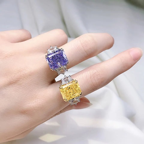 Charms 925 Sterling Silver 10*12mm Topaz Amethyst Rings