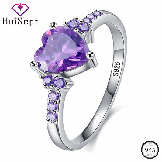 Heart Shape Amethyst Gemstone Rings