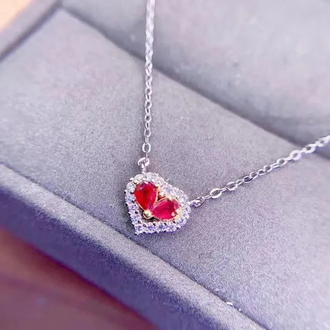 Party Gift Super Good Color Ruby Pendant 925 Sterling Silver Fine Jewelry Natural And Real Ruby Necklace