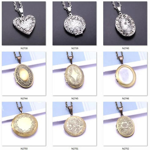 Necklace Oval Shape Copper Heart Necklace Pendant Chain Jewelry Party Beauty Girls Photo Locket Jewelry For Women