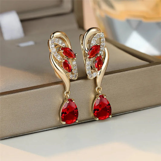 Cute Female Green Zircon Stone Earrings