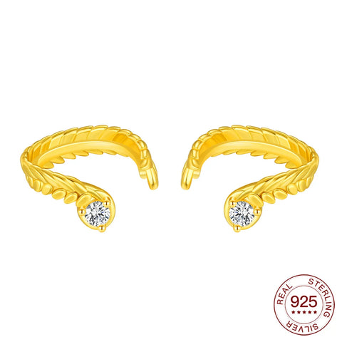 925 Sterling Silver Elegant Sparkling Lucky Clover Hoops Earring