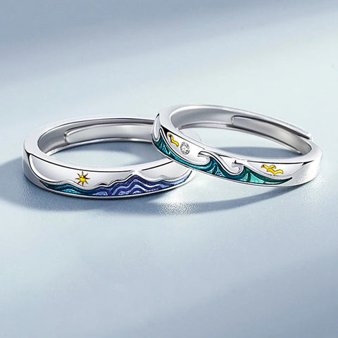New Simple Couple Rings Silver