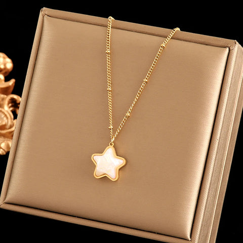 EILIECK 316L Stainless Steel Star Flower Bear Necklace Earrings