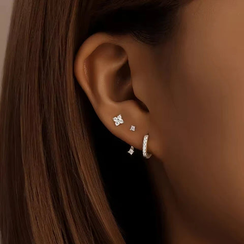 3Pcs Double Crystal Tragus Earring