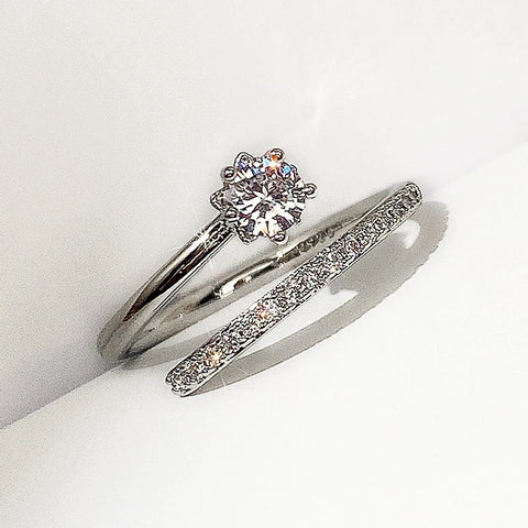 Huitan Delicate Silver Color Opening Circle Rings