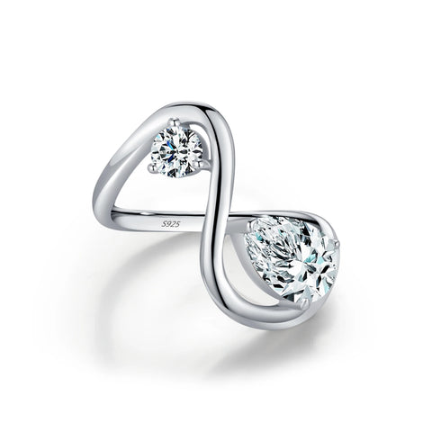 MODIAN Irregular Line Design Rings 925 Sterling Silver