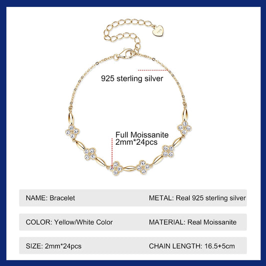 Flower Clover Moissanite Bracelet