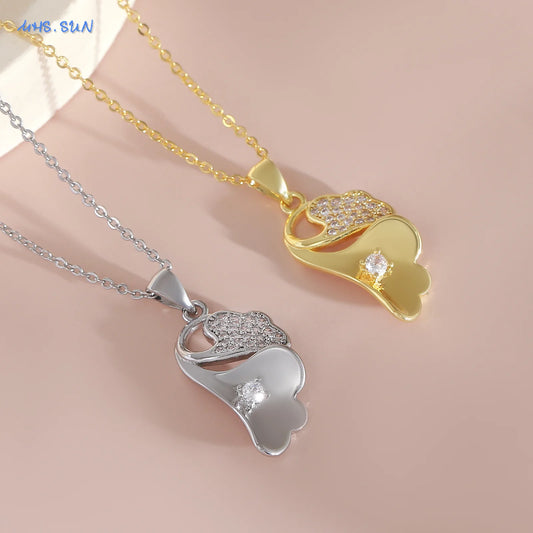 SUNSLL Unique Cubic Zircon Flower Pendant Necklaces For Women Girls Gold Plated Simple Clavicle Chain Daily Jewelry 1Pcs