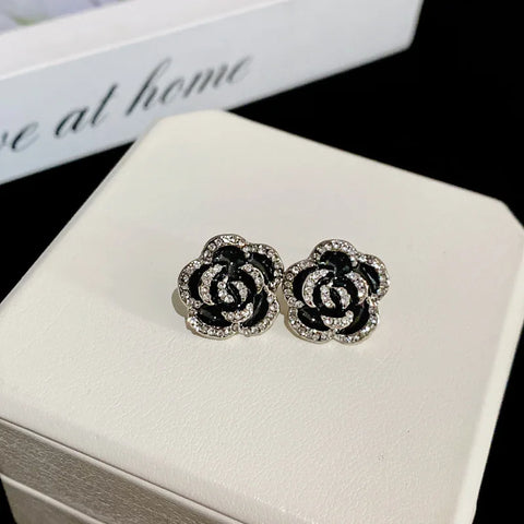 Dripping Zircon Pearl Flower Earrings