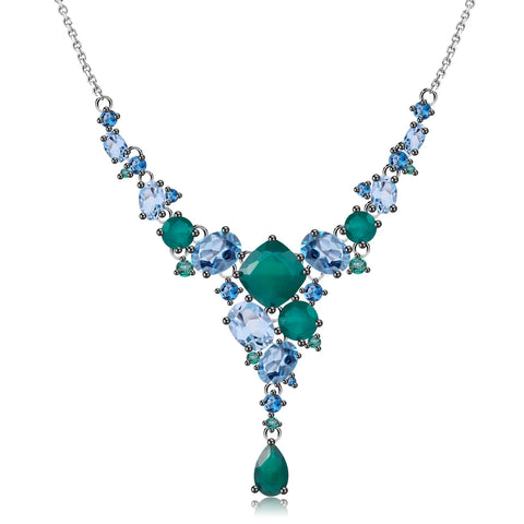 GEM'S BALLET Natural Mystic Quartz Topaz Necklace