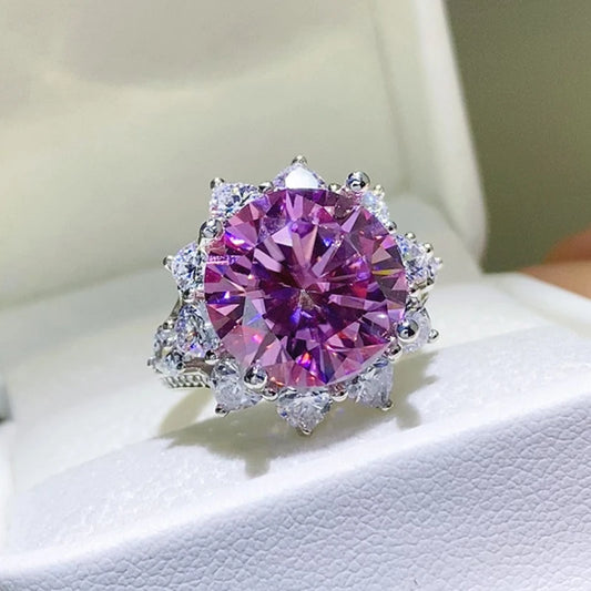 NKHOG 10CT Pink Moissanite Ring