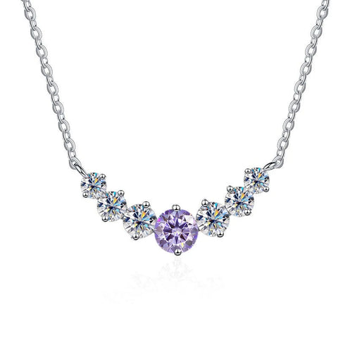 JoyceJelly 5 Moissanite stones Necklace For Women Wedding Jewely with GRA Certified 925 Sterling Sliver Plated 18k White Gold