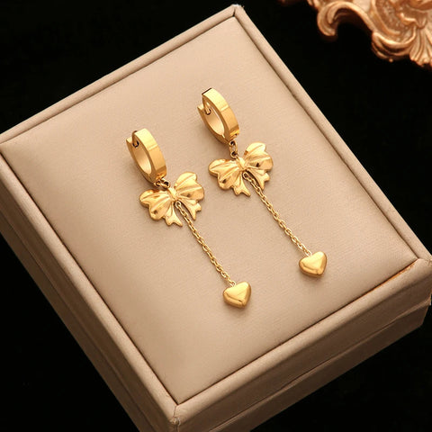 EILIECK 316L Stainless Steel Star Flower Bear Necklace Earrings