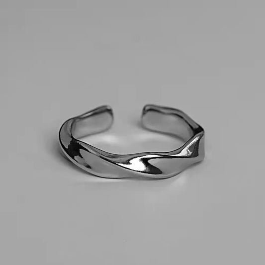 Mobius Wave Ring Silver Color Alloy Open Ring