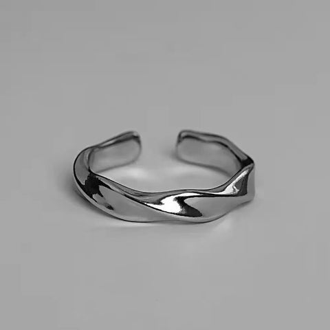 Mobius Wave Ring Silver Color Alloy Open Ring
