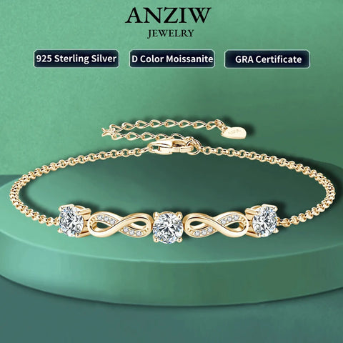 18k Gold Plated 5mm 1.5CTW Moissanite Infinity Bracelet