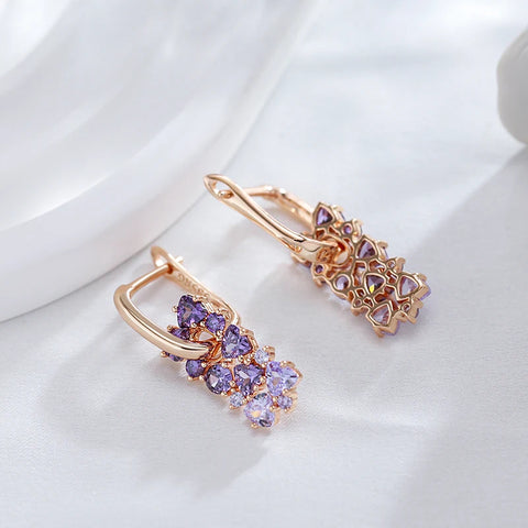 Kinel Hot Shiny Purple Natural Zircon Drop Earrings